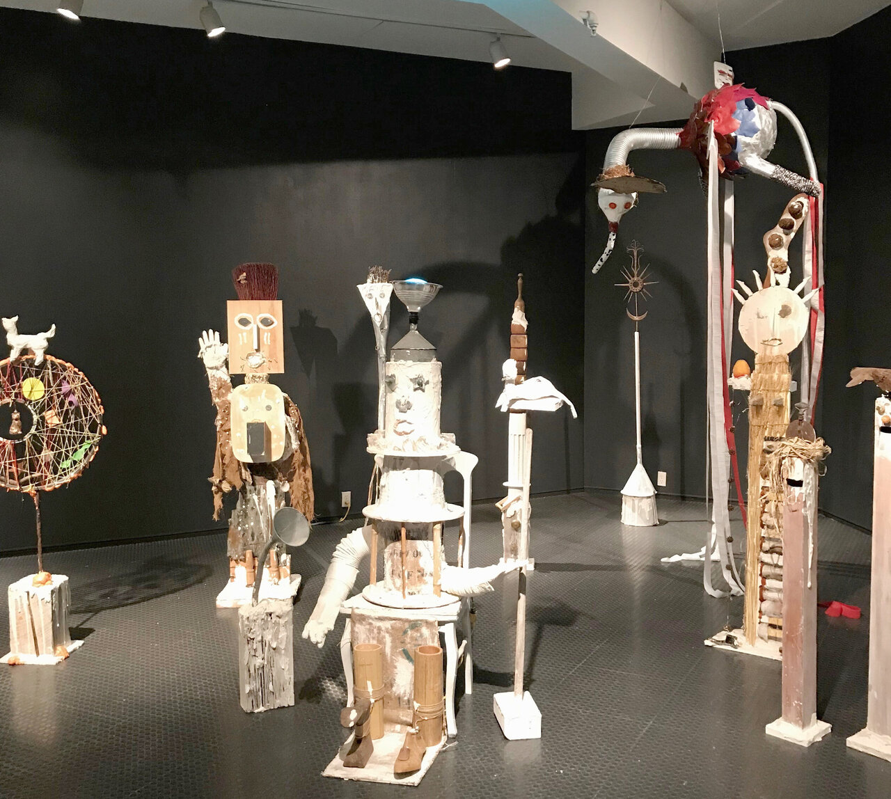 Sculptures in a gallery room